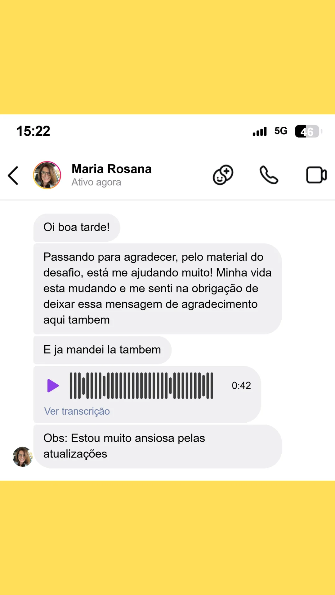 Depoimento de aluna do desafio — imagem 2